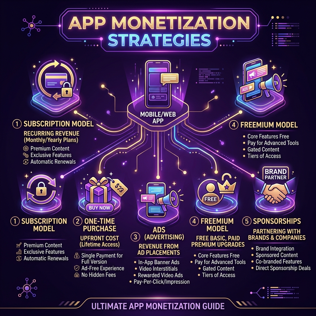 App monetisation strategies — subscription, freemium, one-time purchase, and lifetime deals